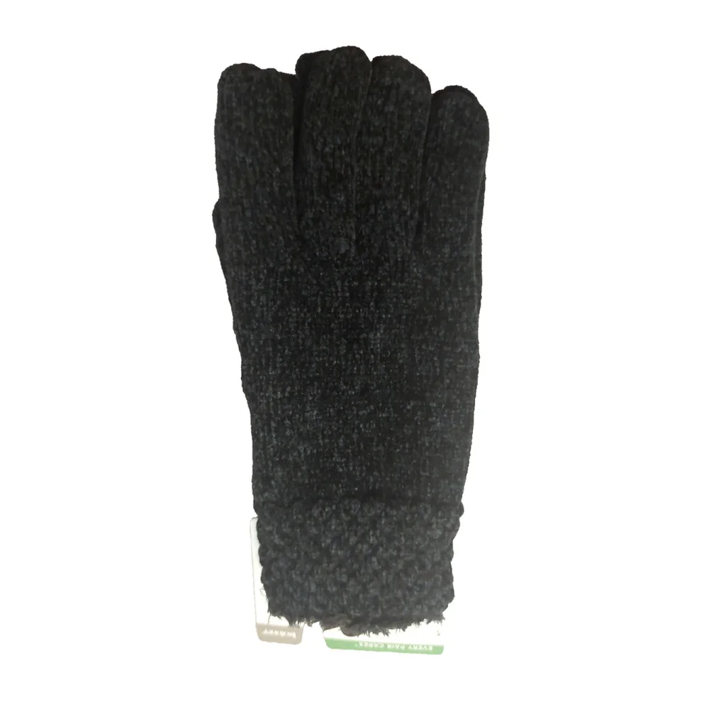 Isotoner Signature Black Chenille Cable-Knit Gloves Sz One Size NWT